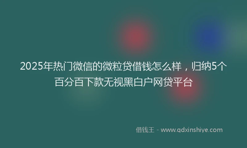 2025年热门微信的微粒贷借钱怎么样，归纳5个百分百下款无视黑白户网贷平台