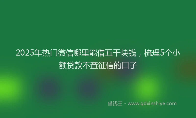 2025年热门微信哪里能借五干块钱，梳理5个小额贷款不查征信的口子