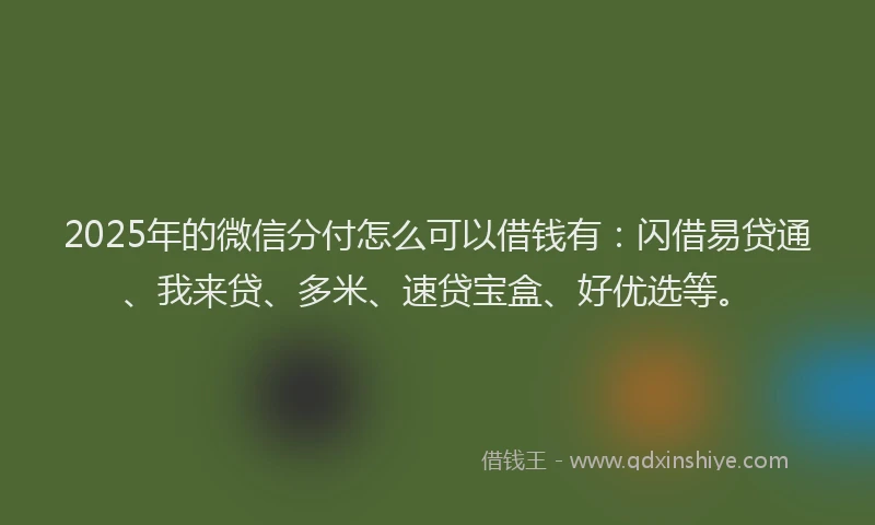 2025年的微信分付怎么可以借钱有：闪借易贷通、我来贷、多米、速贷宝盒、好优选等。