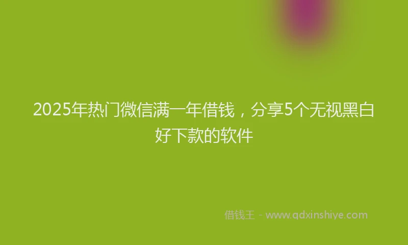 2025年热门微信满一年借钱,分享5个无视黑白好下款的软件