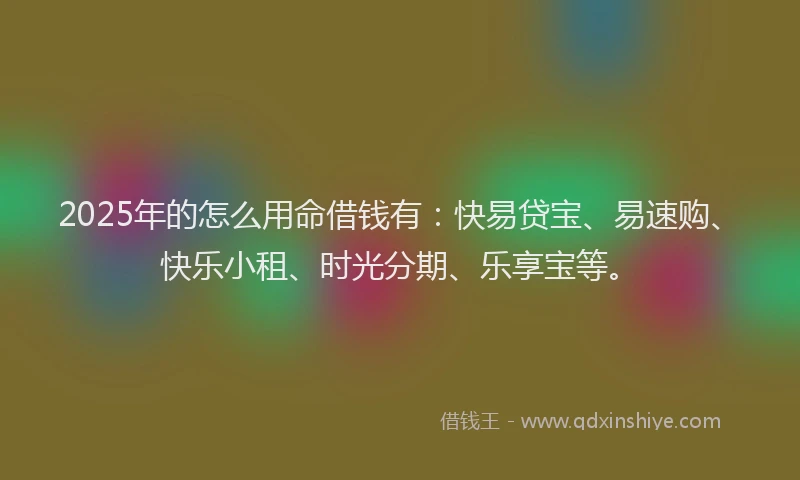 2025年的怎么用命借钱有：快易贷宝、易速购、快乐小租、时光分期、乐享宝等。