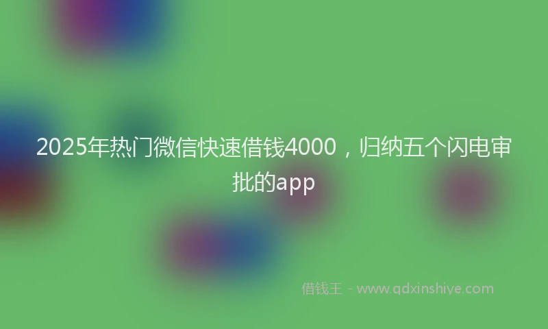 2025年热门微信快速借钱4000，归纳五个闪电审批的app
