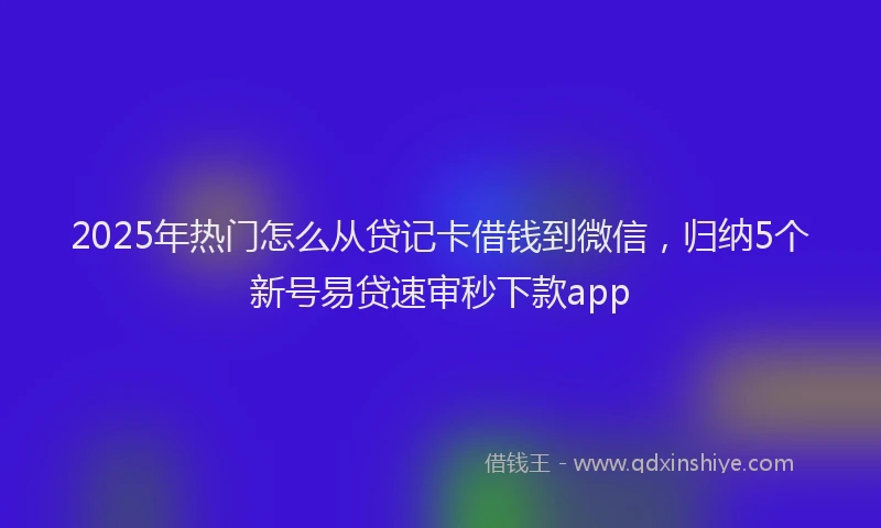 2025年热门怎么从贷记卡借钱到微信，归纳5个新号易贷速审秒下款app