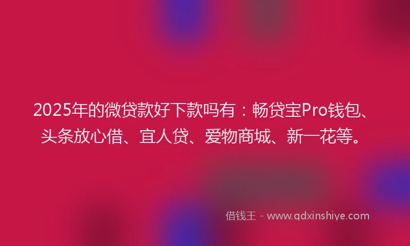 2025年的微贷款好下款吗有：畅贷宝Pro钱包、头条放心借、宜人贷、爱物商城、新一花等。