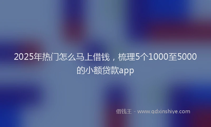 2025年热门怎么马上借钱，梳理5个1000至5000的小额贷款app