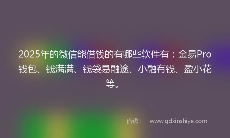 2025年的微信能借钱的有哪些软件有：金易Pro钱包、钱满满、钱袋易融途、小融有钱、盈小花等。