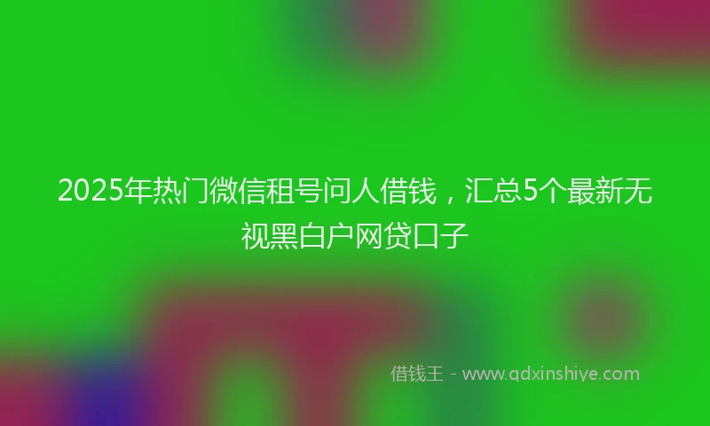 2025年热门微信租号问人借钱，汇总5个最新无视黑白户网贷口子
