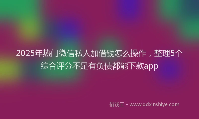 2025年热门微信私人加借钱怎么操作，整理5个综合评分不足有负债都能下款app