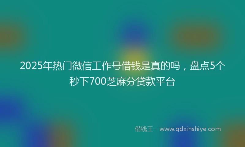 2025年热门微信工作号借钱是真的吗，盘点5个秒下700芝麻分贷款平台