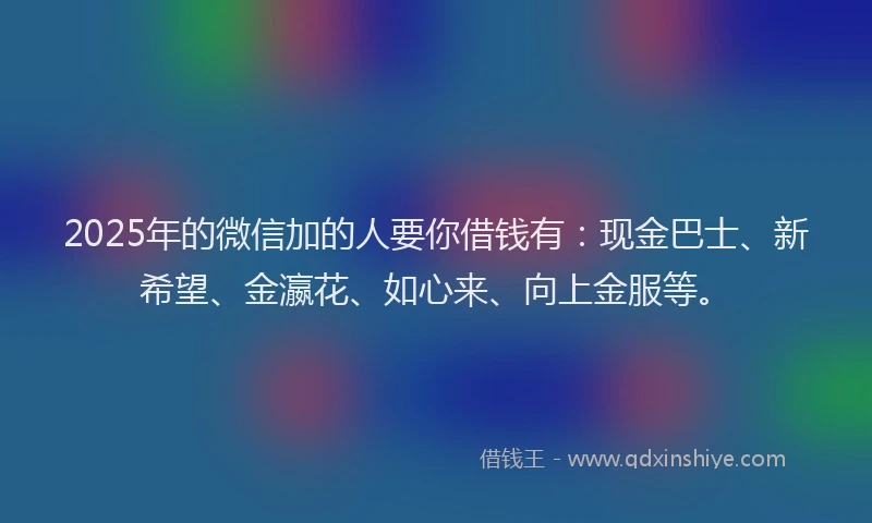 2025年的微信加的人要你借钱有：现金巴士、新希望、金瀛花、如心来、向上金服等。