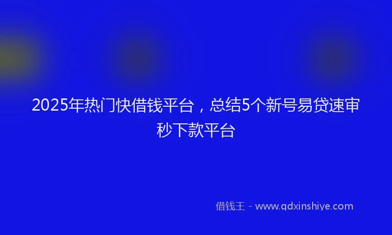 2025年热门快借钱平台，总结5个新号易贷速审秒下款平台
