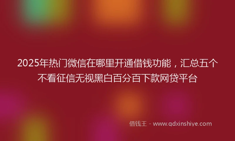 2025年热门微信在哪里开通借钱功能，汇总五个不看征信无视黑白百分百下款网贷平台