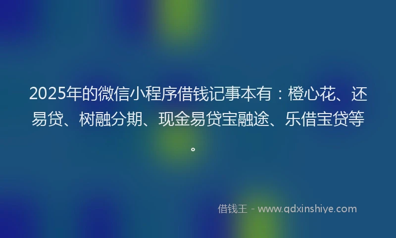 2025年的微信小程序借钱记事本有：橙心花、还易贷、树融分期、现金易贷宝融途、乐借宝贷等。