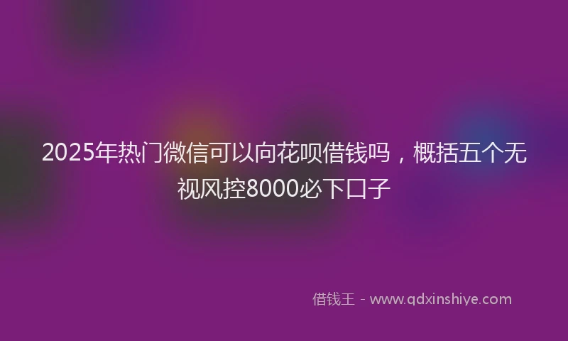 2025年热门微信可以向花呗借钱吗，概括五个无视风控8000必下口子
