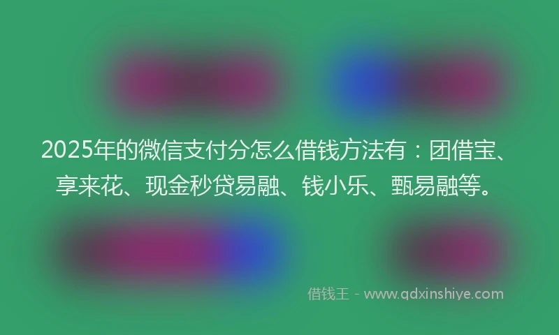 2025年的微信支付分怎么借钱方法有：团借宝、享来花、现金秒贷易融、钱小乐、甄易融等。