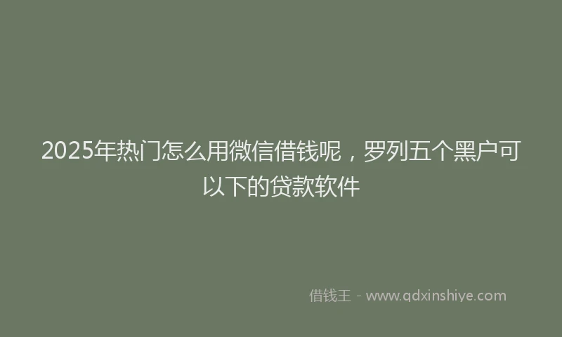 2025年热门怎么用微信借钱呢，罗列五个黑户可以下的贷款软件