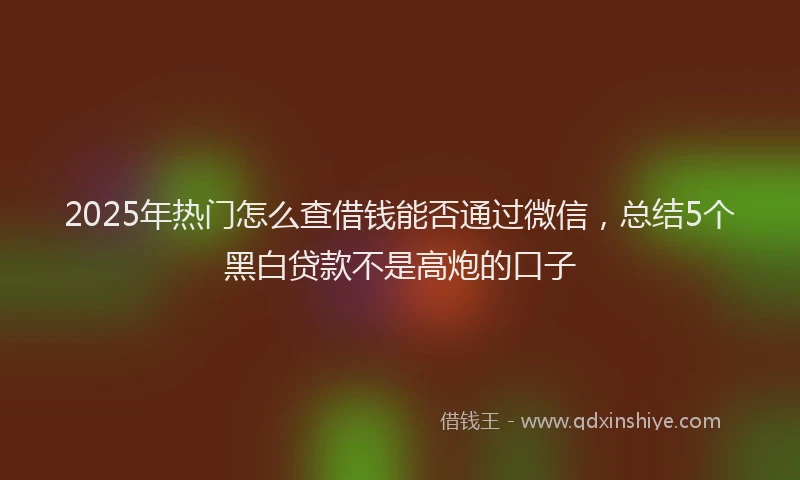 2025年热门怎么查借钱能否通过微信，总结5个黑白贷款不是高炮的口子