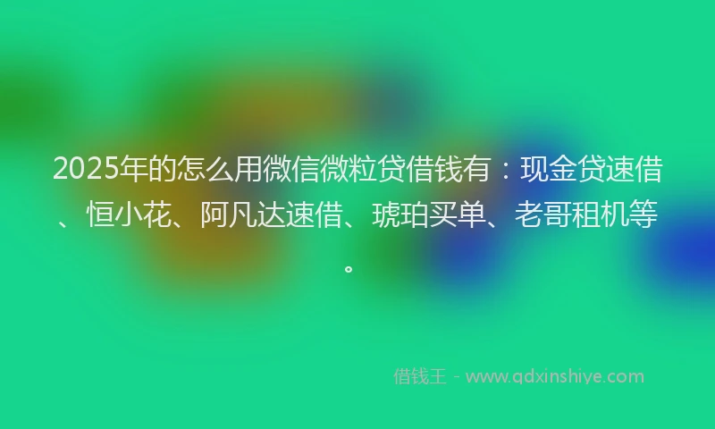 2025年的怎么用微信微粒贷借钱有：现金贷速借、恒小花、阿凡达速借、琥珀买单、老哥租机等。