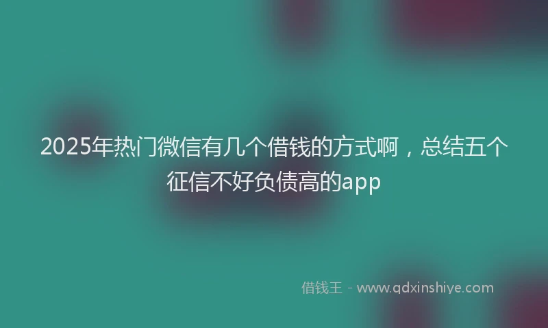 2025年热门微信有几个借钱的方式啊，总结五个征信不好负债高的app