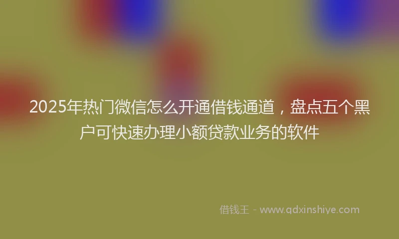 2025年热门微信怎么开通借钱通道，盘点五个黑户可快速办理小额贷款业务的软件