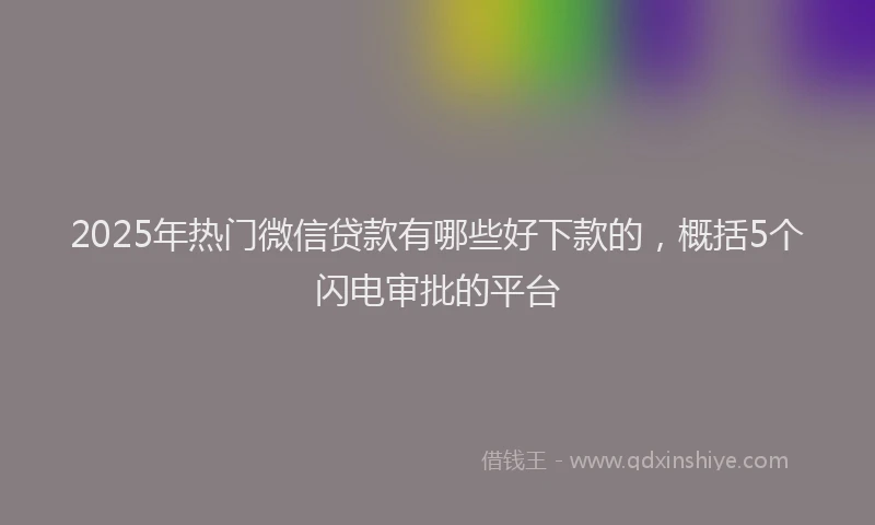 2025年热门微信贷款有哪些好下款的，概括5个闪电审批的平台