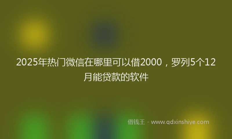 2025年热门微信在哪里可以借2000，罗列5个12月能贷款的软件