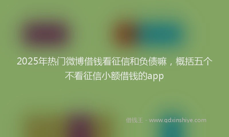 2025年热门微博借钱看征信和负债嘛，概括五个不看征信小额借钱的app