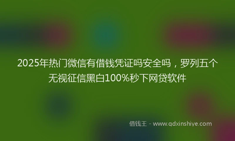 2025年热门微信有借钱凭证吗安全吗，罗列五个无视征信黑白100%秒下网贷软件