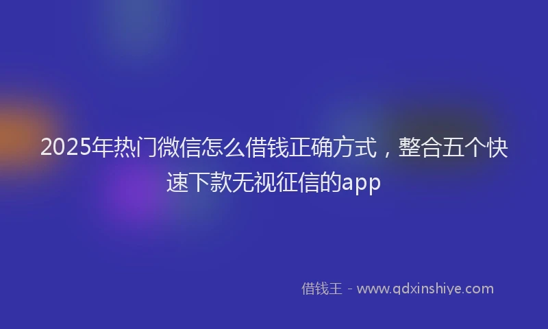 2025年热门微信怎么借钱正确方式，整合五个快速下款无视征信的app