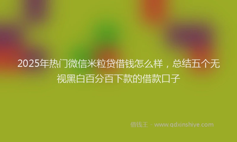 2025年热门微信米粒贷借钱怎么样，总结五个无视黑白百分百下款的借款口子