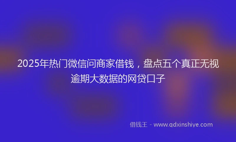 2025年热门微信问商家借钱，盘点五个真正无视逾期大数据的网贷口子