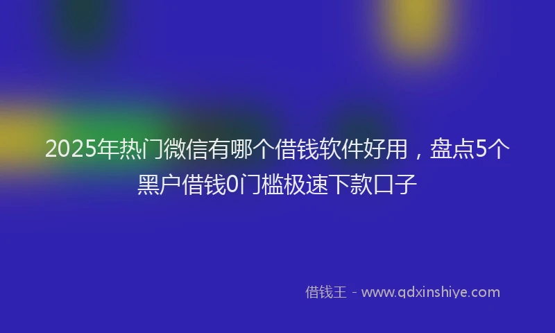 2025年热门微信有哪个借钱软件好用，盘点5个黑户借钱0门槛极速下款口子