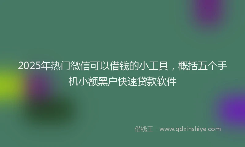 2025年热门微信可以借钱的小工具，概括五个手机小额黑户快速贷款软件