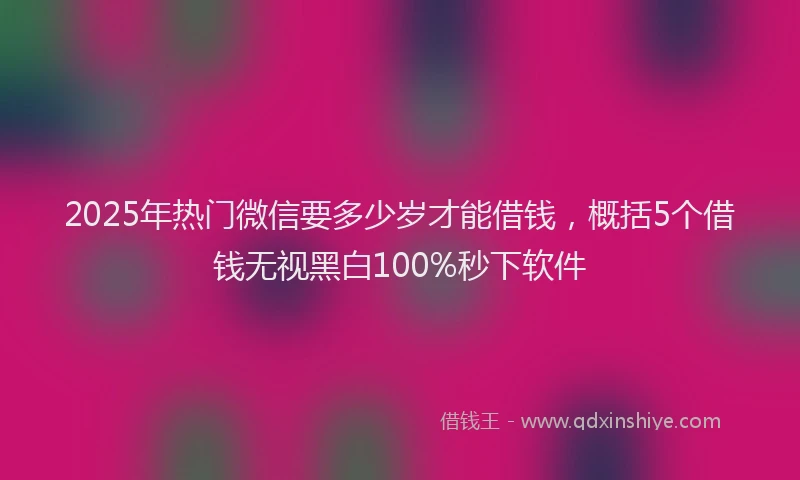 2025年热门微信要多少岁才能借钱，概括5个借钱无视黑白100%秒下软件