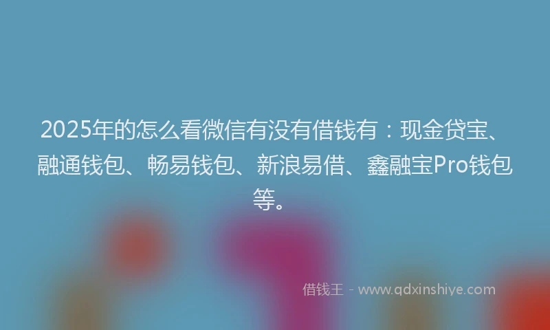 2025年的怎么看微信有没有借钱有：现金贷宝、融通钱包、畅易钱包、新浪易借、鑫融宝Pro钱包等。