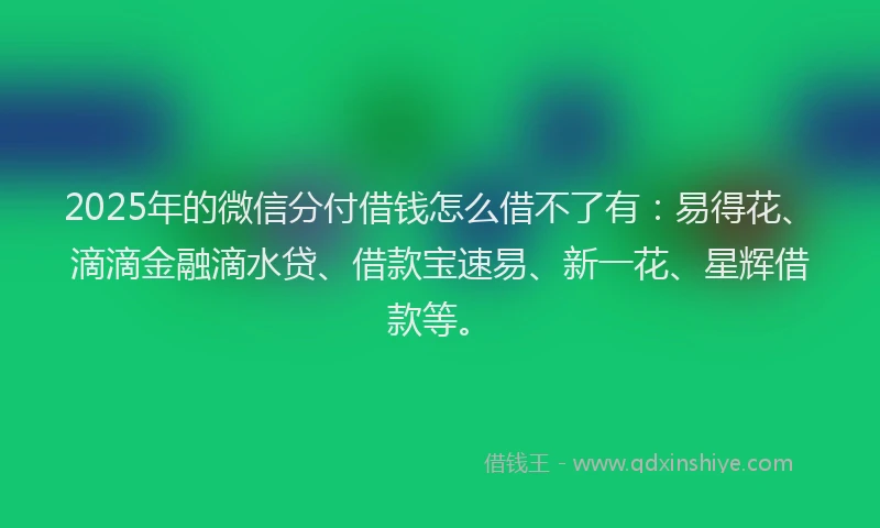 2025年的微信分付借钱怎么借不了有：易得花、滴滴金融滴水贷、借款宝速易、新一花、星辉借款等。