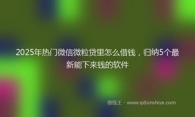 2025年热门微信微粒贷里怎么借钱，归纳5个最新能下来钱的软件