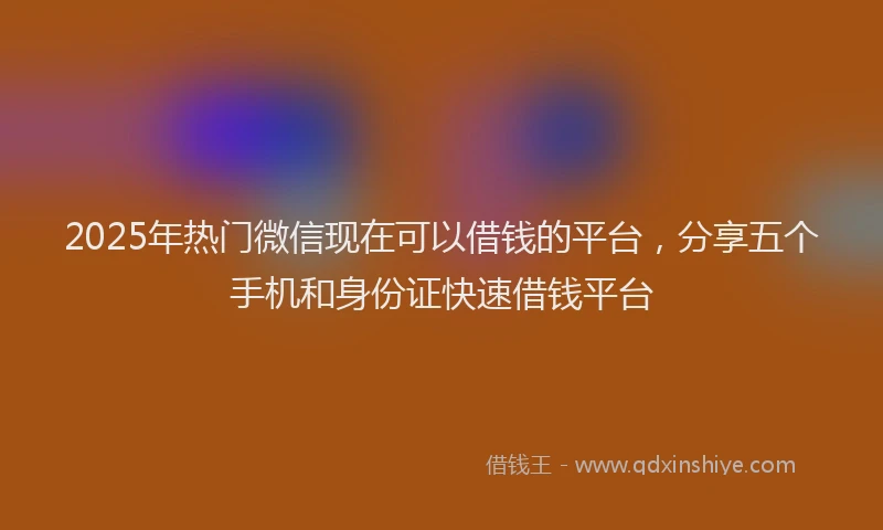 2025年热门微信现在可以借钱的平台，分享五个手机和身份证快速借钱平台