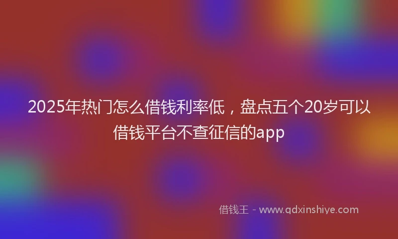 2025年热门怎么借钱利率低，盘点五个20岁可以借钱平台不查征信的app