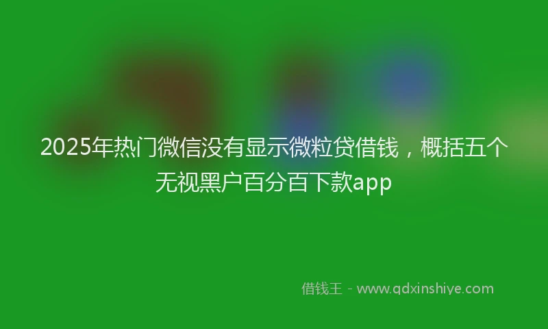 2025年热门微信没有显示微粒贷借钱，概括五个无视黑户百分百下款app