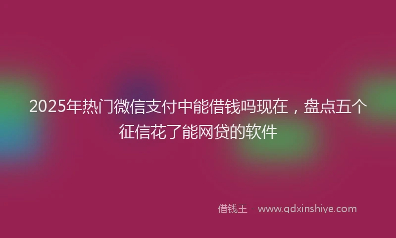 2025年热门微信支付中能借钱吗现在，盘点五个征信花了能网贷的软件