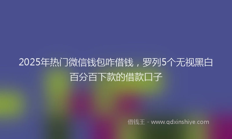 2025年热门微信钱包咋借钱，罗列5个无视黑白百分百下款的借款口子