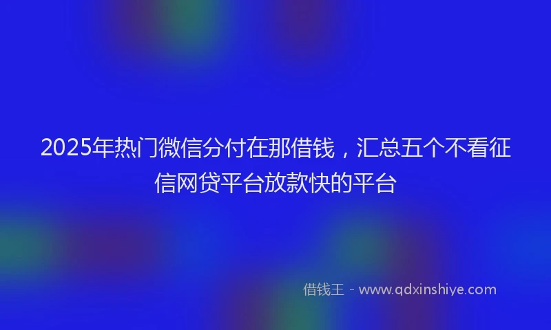 2025年热门微信分付在那借钱，汇总五个不看征信网贷平台放款快的平台
