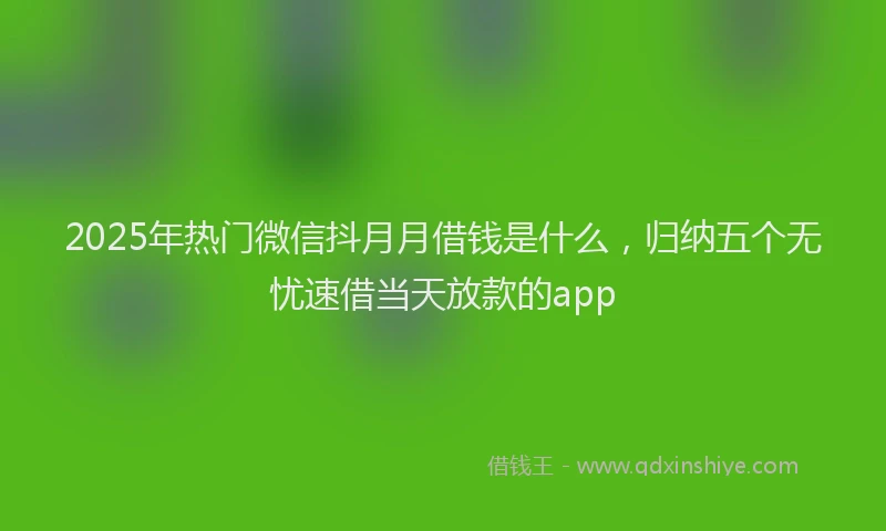2025年热门微信抖月月借钱是什么，归纳五个无忧速借当天放款的app