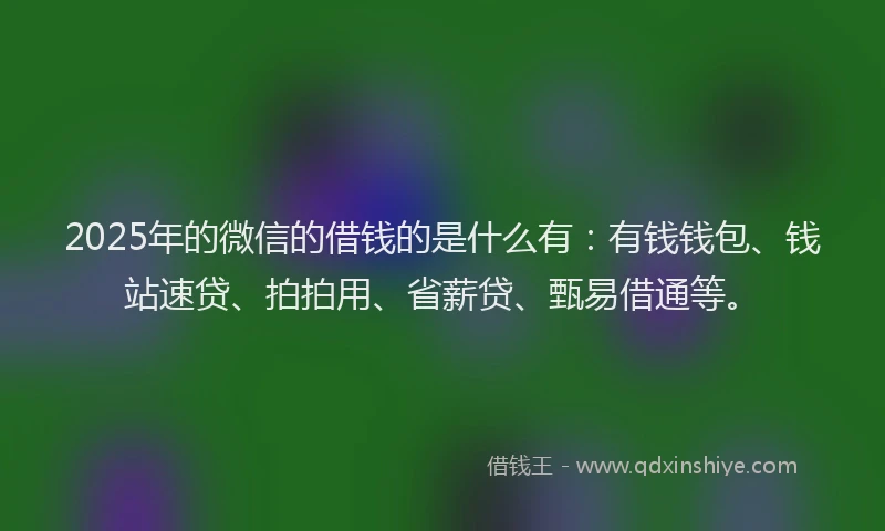 2025年的微信的借钱的是什么有：有钱钱包、钱站速贷、拍拍用、省薪贷、甄易借通等。