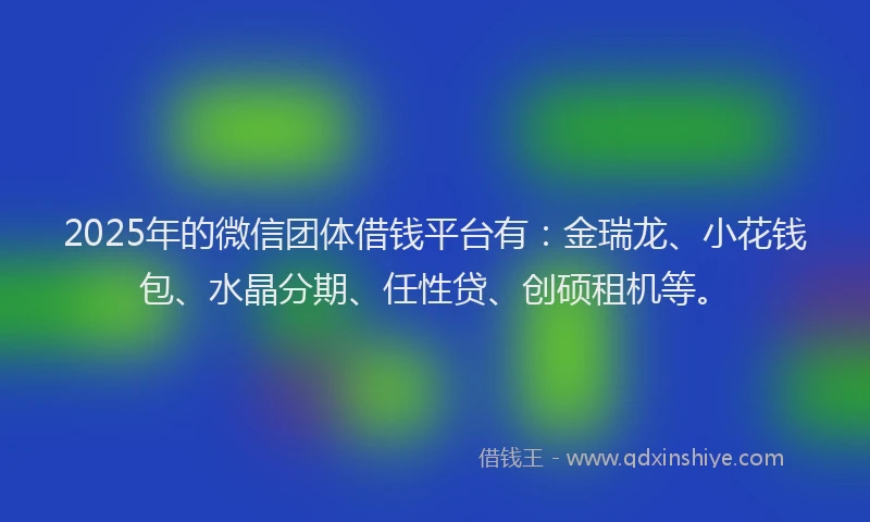 2025年的微信团体借钱平台有：金瑞龙、小花钱包、水晶分期、任性贷、创硕租机等。