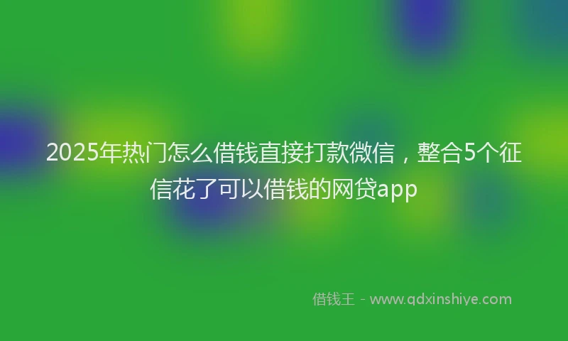 2025年热门怎么借钱直接打款微信，整合5个征信花了可以借钱的网贷app