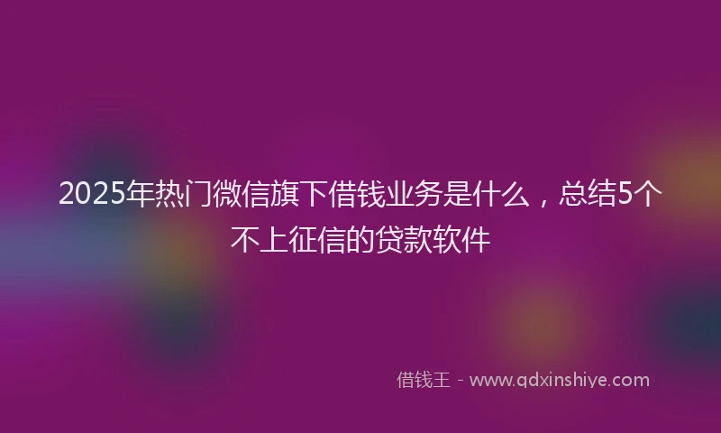 2025年热门微信旗下借钱业务是什么，总结5个不上征信的贷款软件