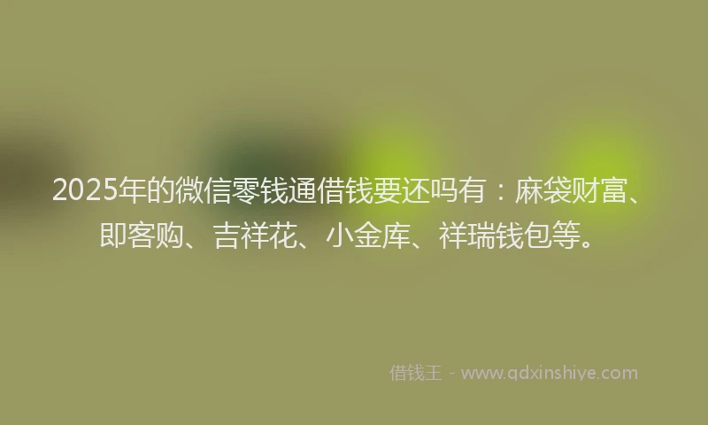 2025年的微信零钱通借钱要还吗有：麻袋财富、即客购、吉祥花、小金库、祥瑞钱包等。