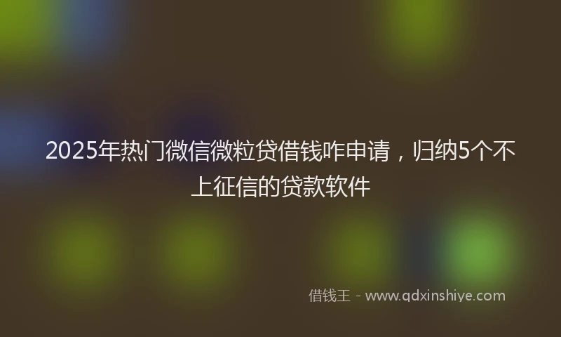 2025年热门微信微粒贷借钱咋申请，归纳5个不上征信的贷款软件